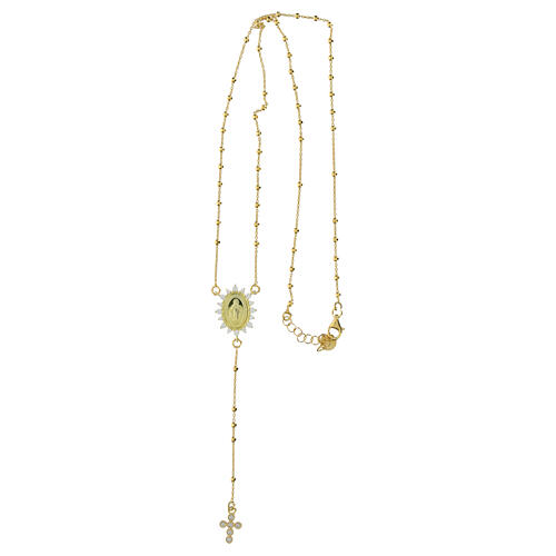 925 Silver Golden Miraculous Mary Rosary with Zircons by Agios 4
