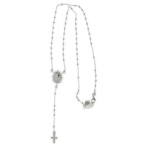 Rosenkranz, Gottesmutter von der Wunderbaren Medaille, Zirkonia, 925er Silber, Benedictus 5