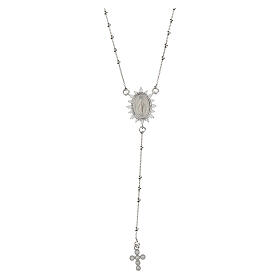 Agios rosary with Miraculous Medal, rhinestones and 925 silver