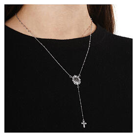 Agios rosary with Miraculous Medal, rhinestones and 925 silver