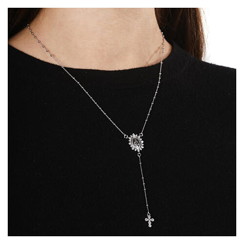 Agios rosary with Miraculous Medal, rhinestones and 925 silver 2
