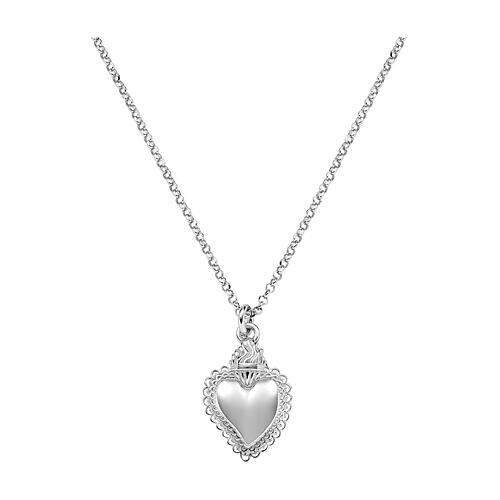 Collana AMEN argento 925 rodio Sacro Cuore 2x1,5 cm 1