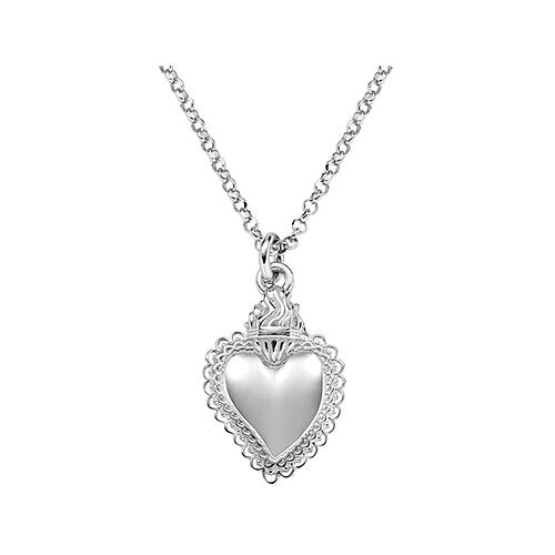 Collana AMEN argento 925 rodio Sacro Cuore 2x1,5 cm 2