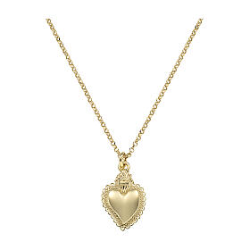 AMEN 925 Silver Gold-Plated Sacred Heart Necklace 2x1.5 cm