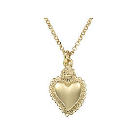 AMEN 925 Silver Gold-Plated Sacred Heart Necklace 2x1.5 cm