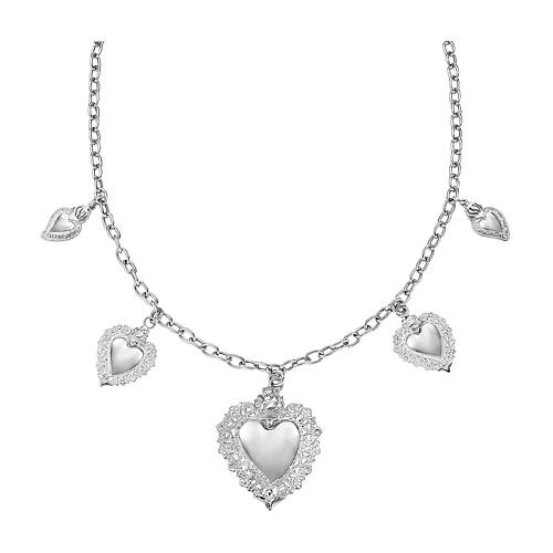 Multi Charm Necklace Sacred Heart 925 Rhodium-Plated Silver AMEN 1