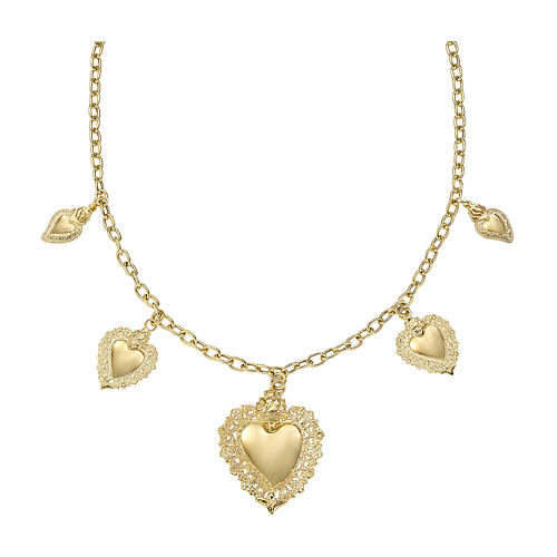 Collana dorata AMEN Sacro Cuore multi charm argento 925 1