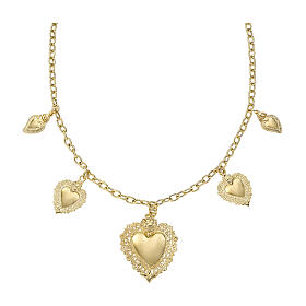 AMEN Golden Necklace with 925 Silver Multi-Charm Sacred Heart