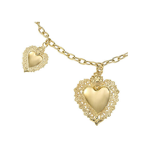 AMEN Golden Necklace with 925 Silver Multi-Charm Sacred Heart 2