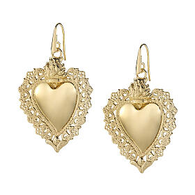 Pendientes AMEN Sagrado Corazón dorado 4x3 cm plata 925