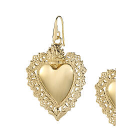Earrings AMEN Sacred Heart golden 4x3 cm 925 silver
