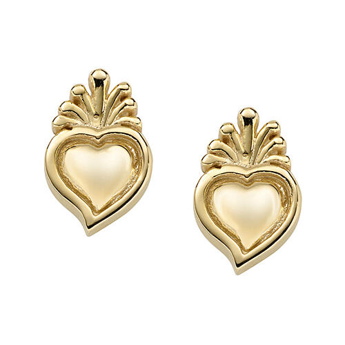 Pendientes Sagrado Corazón AMEN dorados plata 925 1