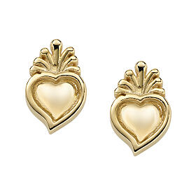 AMEN Sacred Heart Earrings in 925 Silver with Gold Finish