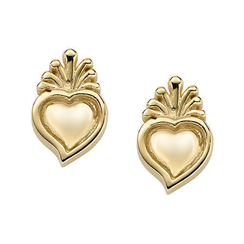 AMEN Sacred Heart Earrings in 925 Silver with Gold Finish 1