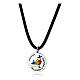 Collier Jubilé 2025 caoutchouc noir pendentif acier 15 mm s1