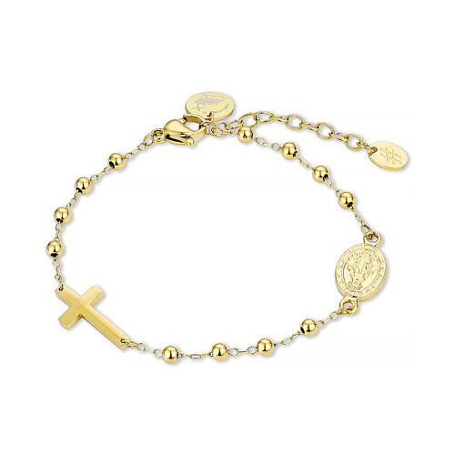 Bracciale Giubileo 2025 medaglia miracolosa acciaio dorato 1