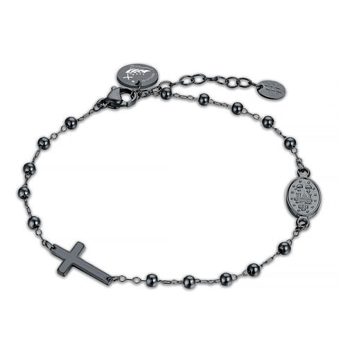 Bracelet Jubilé 2025 acier noir Médaille Miraculeuse 1