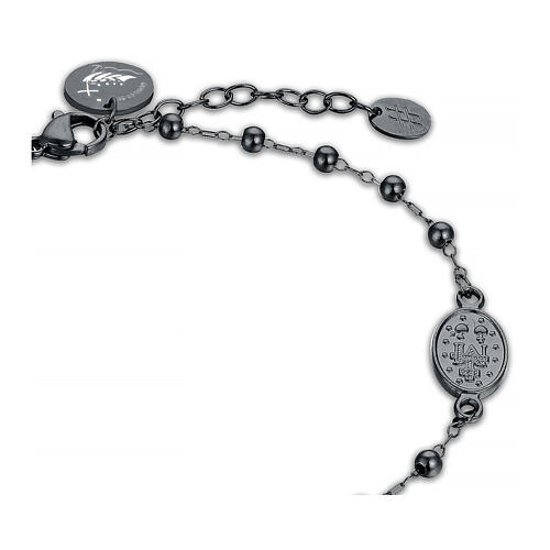 Bracelet Jubilé 2025 acier noir Médaille Miraculeuse 2