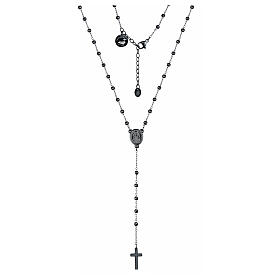 Rosary of Jubilee 2025, black steel, Miraculous Medal and 0.08 in beads