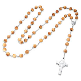 Jubilee 2025 wooden rosary, 8 mm beads, steel cross