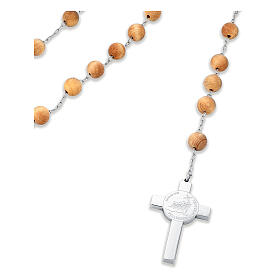 Jubilee 2025 wooden rosary, 8 mm beads, steel cross