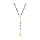 AMEN gold plated rosary with 0.12 in black crystal beads, Miraculous Medal s1