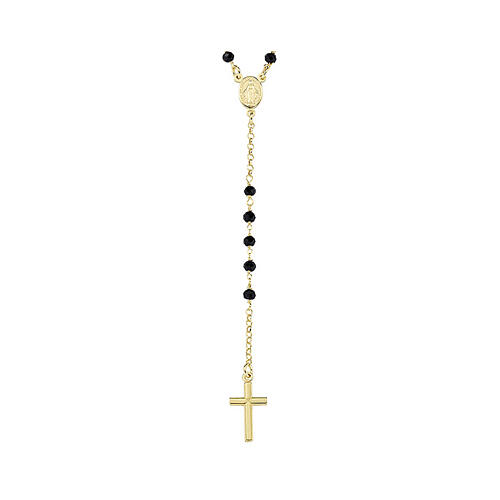 Rosario AMEN dorado granos cristal negro 3 mm Milagrosa 2