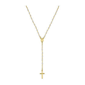 Rosenkranz, Amen, vergoldetes 925er Silber, Perlen aus Kristall 3 mm, Kreuz und Wundertätige Medaille – 48 + 2 cm