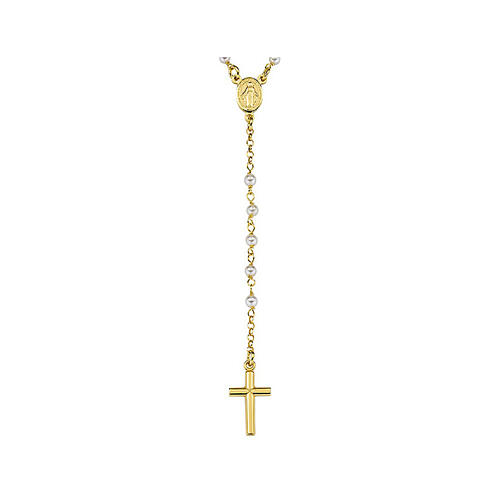 Rosario AMEN argento 925 dorato grani perla 2