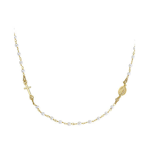 Collana girocollo AMEN grani perle cristallo argento 925 dorato 2