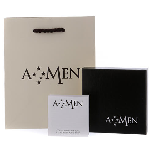 Collana girocollo AMEN grani perle cristallo argento 925 dorato 3