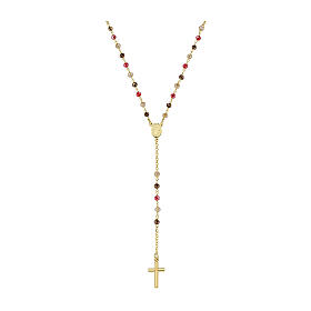 AMEN rosary with 0.12 in colourful beads, gold plated 925 silver