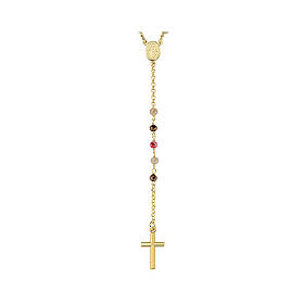 AMEN Rosary with 3mm Colorful Beads 925 Silver Gold-plated