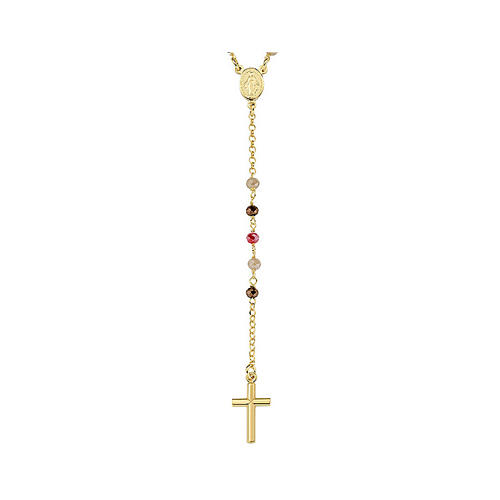 AMEN Rosary with 3mm Colorful Beads 925 Silver Gold-plated 2