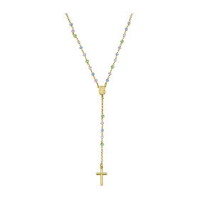 AMEN rosary with pastel beads, gold plated 925 silver