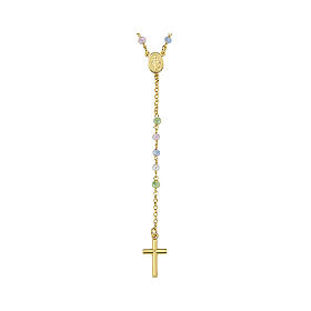 AMEN rosary with pastel beads, gold plated 925 silver