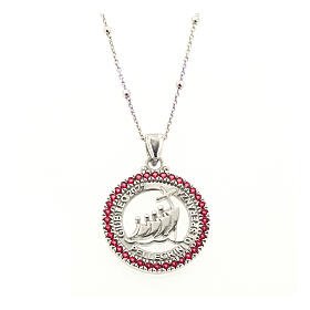 Jubilee 2025 necklace by Agios with red rhinestones, 925 silver