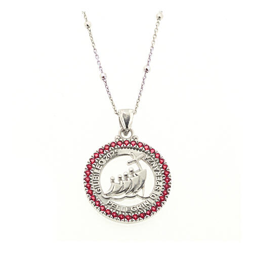 Collier Jubilé 2025 Agios zircons rouges argent 925 1