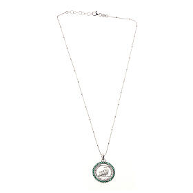 Necklace of Jubilee 2025 by Agios with green rhinestones, 925 silver