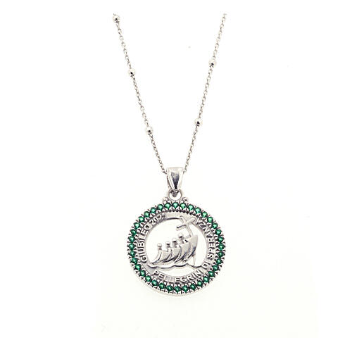 Collier Jubilé 2025 argent 925 zircons verts Agios 1