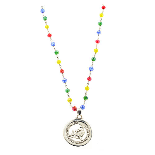 Necklace of Jubilee 2025, 925 silver and multicoloured crystals, Agios Gioielli 2