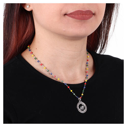 Necklace of Jubilee 2025, 925 silver and multicoloured crystals, Agios Gioielli 2