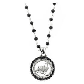 Jubilee 2025 choker with black rhinestones, 925 silver, Agios Gioielli