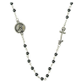 Steel necklace with hematite stones, anchor-shaped cross, Jubilee jewellery by Endless