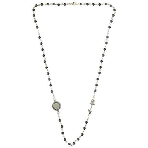 Collier acier pierre hématite croix ancre Jubilé Endless 4