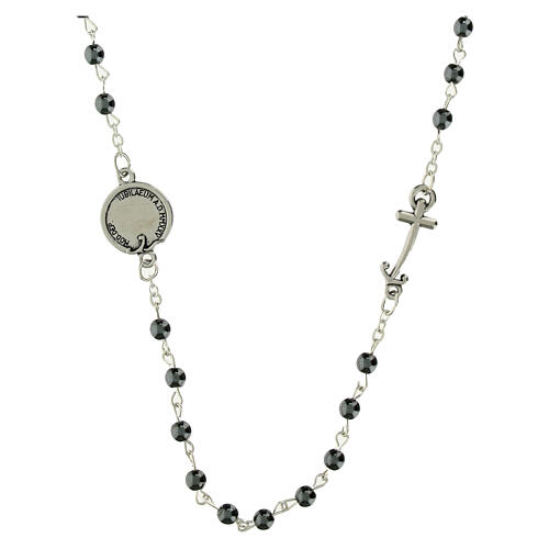 Collana acciaio pietra ematite croce ancora Giubileo Endless 3