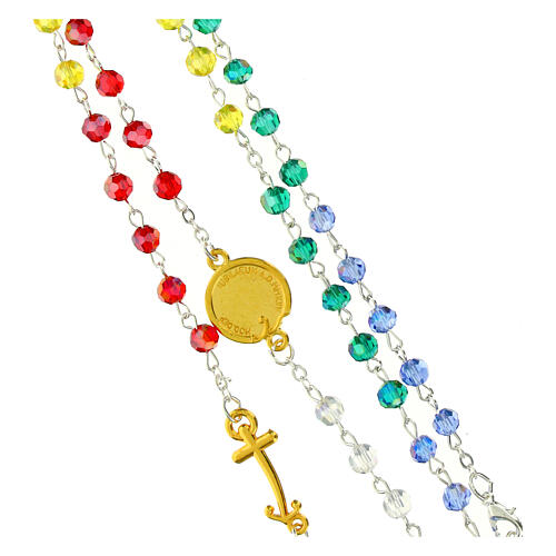 Steel necklace with colourful crystals and golden anchor-shaped cross, Jubilee jewellery by Endless 5