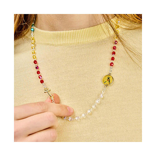 Collier acier cristaux colorés croix ancre dorée Jubilé Endless 2