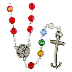 Steel Jubilee rosary with colored crystal beads, Endless