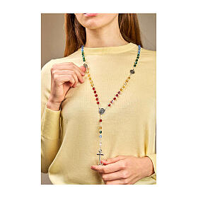 Steel Jubilee rosary with colored crystal beads, Endless